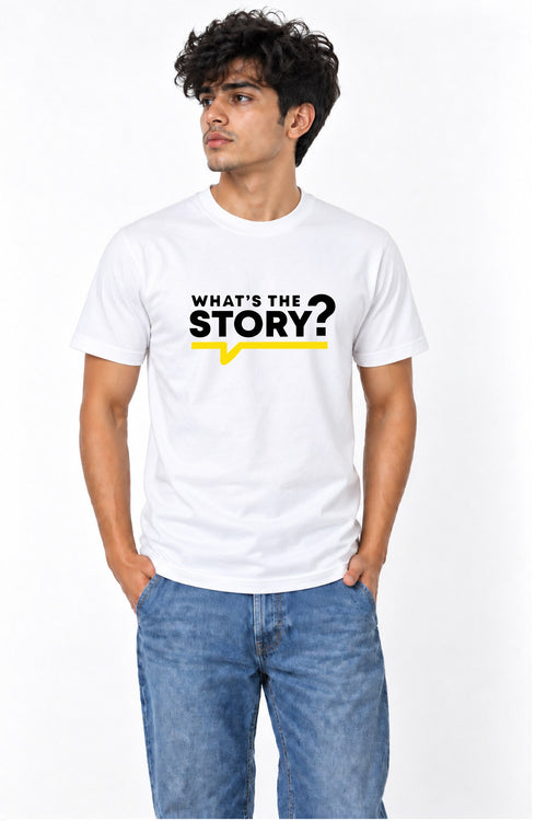 RD "What's The Story?" Type Tee in White - on model